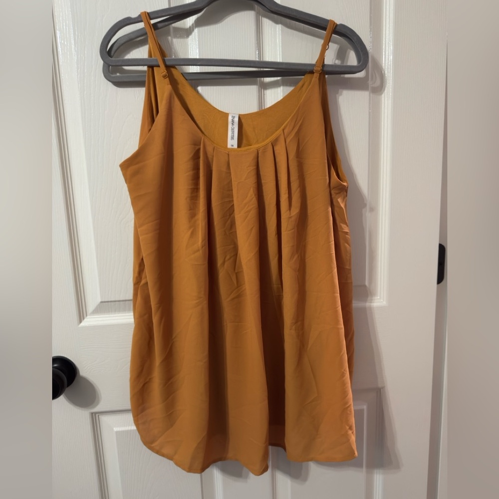 Zenana Outfitters Mustard Pleated Spaghetti-Strap Camisole